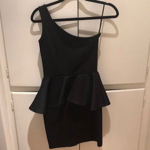 Black Peplum One Shoulder Dress